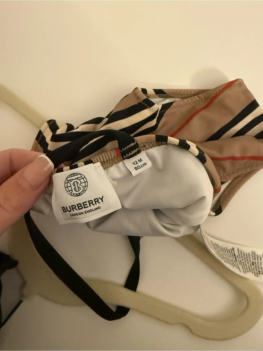 Burberry Kids One-Piece Swimsuit in Beige, Black, Red